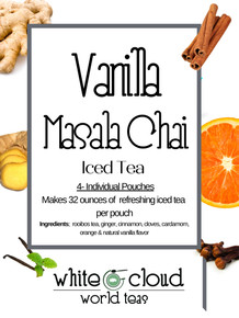 vanilla chai latte iced tea pouches, caffeine free iced tea