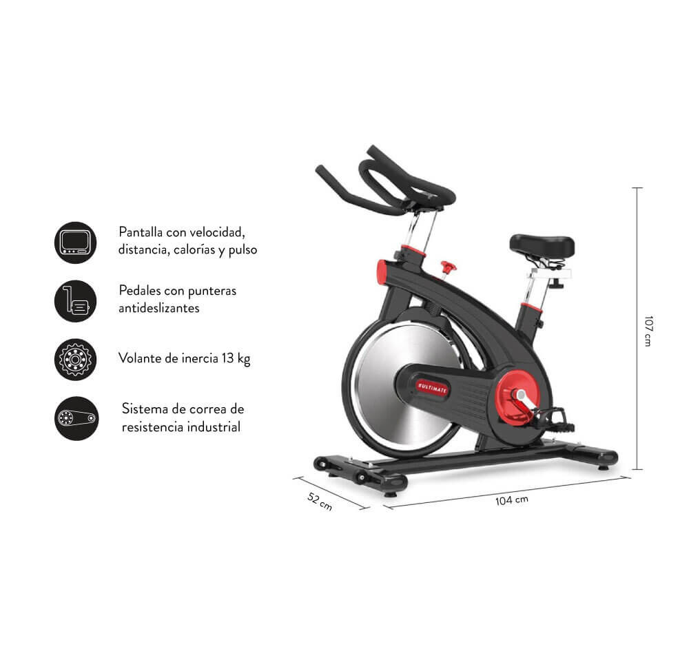 Bicicleta Spinning Con Monitor Frecuencia Cardiaca Volante 13 Kgs