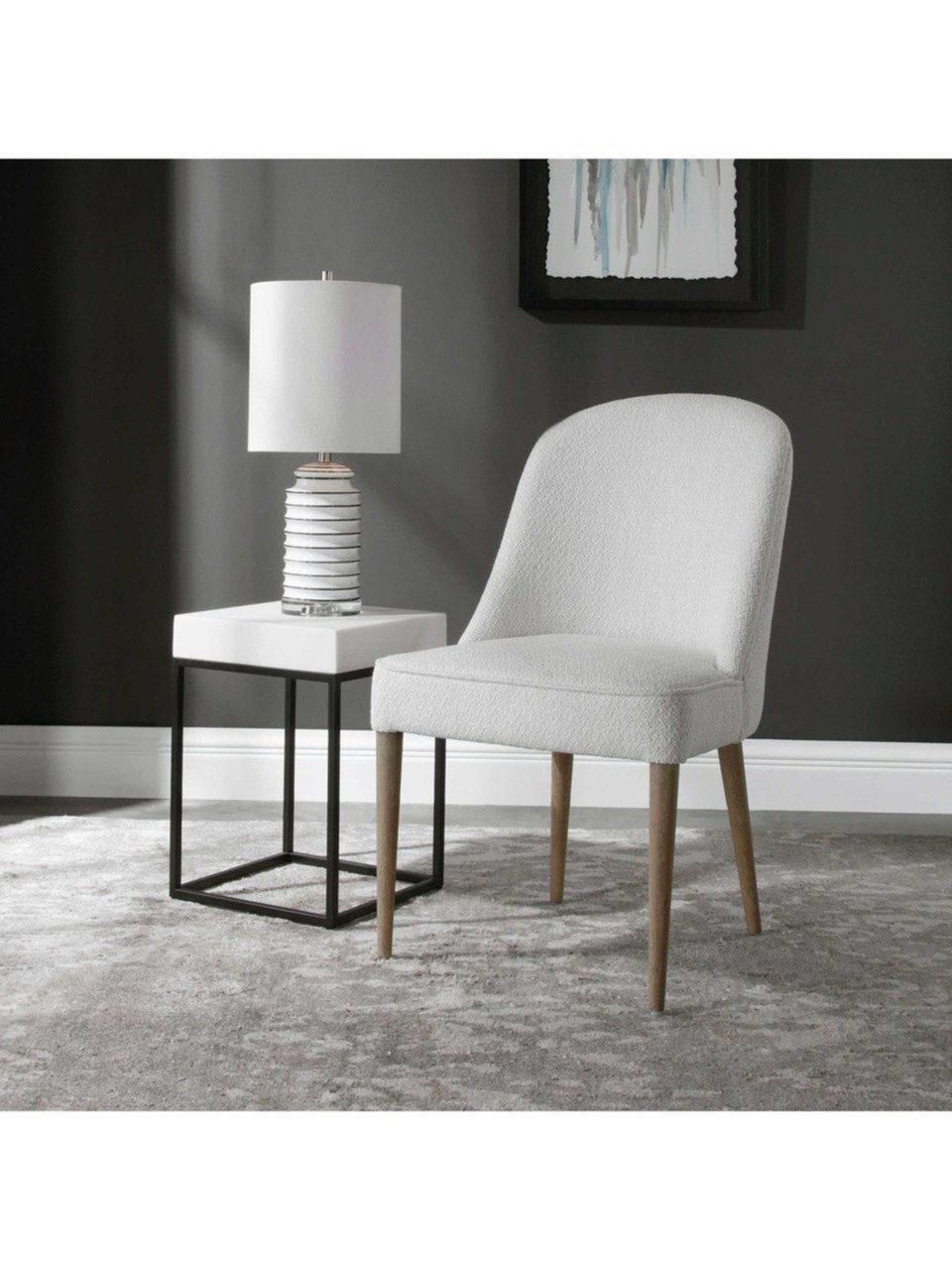 Brie Armless Chair, White, 2 Per Box, Priced Each 23558 by Uttermost