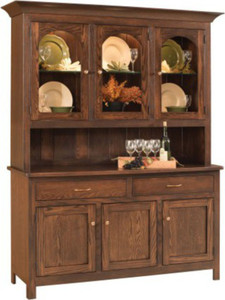 Lancaster Legacy Georgetown 3-door solid wood hutch, Amish-built American-made furniture