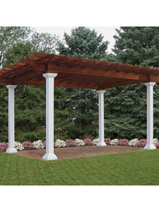 10 x 14 Artisan Cedar Wood Top Pergola with 8" Square White Vinyl Posts