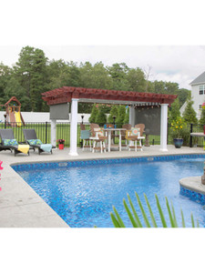 10' x 16' Artisan Cedar top with White vinyl Pergola 8" square posts