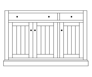 Jefferson City Kitchen Island IS-76-JC Line Drawing