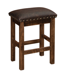 Alto stationary Bar Stool w/Leather seat and nailheads