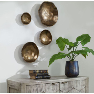 Lucky Coins Metal Wall Decor, Brass, S/4