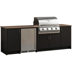 Agora Large Blaze Outdoor Kitchen Island made form MGP poly, designed for a Blaze built-in grill, side prep area and weather-resistant storage -shown in Black base w/bronze hammered top Agora Large Blaze Outdoor Kitchen Island made form MGP poly, designed for a Blaze built-in grill, side prep area and weather-resistant storage -shown in Black base w/bronze hammered top