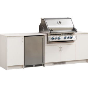 Agora Large outdoor island constructed from marine-grade polymer, built to fit the Napoleon 700 Series 32" grill, featuring a spacious prep area, storage cabinets, and shown in a variety of MGP poly colors and textures Agora Large outdoor island constructed from marine-grade polymer, built to fit the Napoleon 700 Series 32" grill, featuring a spacious prep area, storage cabinets, and shown in a variety of MGP poly colors and textures
