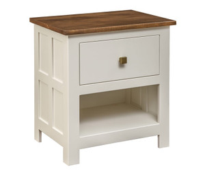 Alto 1-drawer nightstand in brown maple with cappuccino and parchment finish Alto 1-drawer nightstand in brown maple with cappuccino and parchment finish