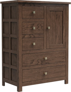 Alto 1-Door, 5-Drawer Chest - Amish hardwood craftsmanship in oak with cocoa finish