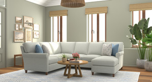 Nola sectional by Temple Furniture with chaise and cube wedge – American made