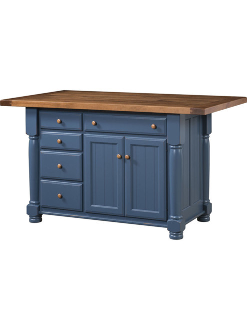 Jefferson City 2 Door 5 Drawer Turned Leg Kitchen Island IS-84-JC