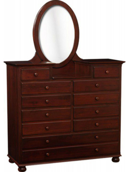 Luellen Studio Dresser w/ 9 Drawers and Beveled Oval Mirror LE-336