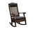 Amish Aunties Rocker AR-35 in brown maple hardwood with onyx finish and black leather seat and headrest "best seller"