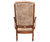 Rear view of Lincoln Rocker, Palamino fabric on brown maple frame
