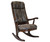 Lincoln rocking chair crafted from red oak wood, featuring a mahogany leather seat and backrest.