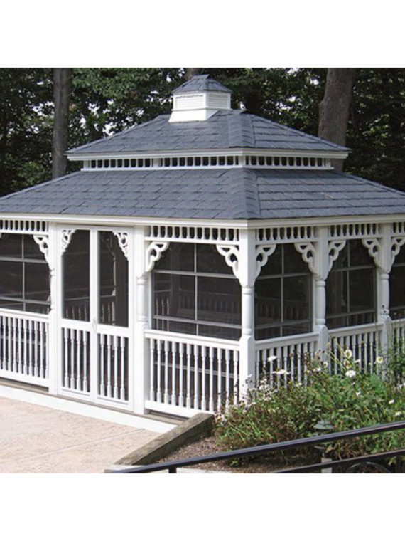 12' x 16' Colonial Style Rectangle Gazebo with Pagoda roof and screen package