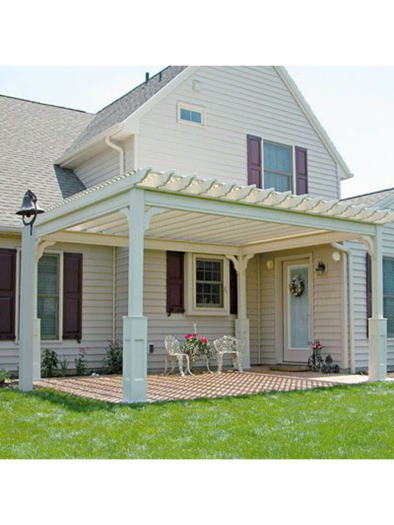 12' x 16' Traditional White Vinyl Pergola with superior vinyl posts