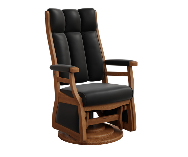 Paris High Back Swivel Glider with Ottoman – Amish-made, hardwood frame, fabric or leather upholstery