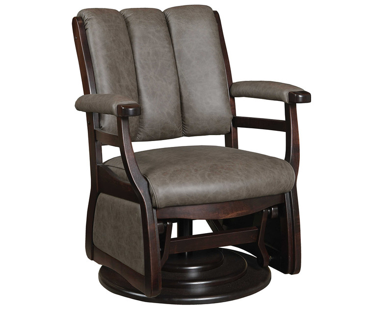 Paris Low Back Swivel Glider with Ottoman – Amish-made, hardwood frame, fabric or leather upholstery