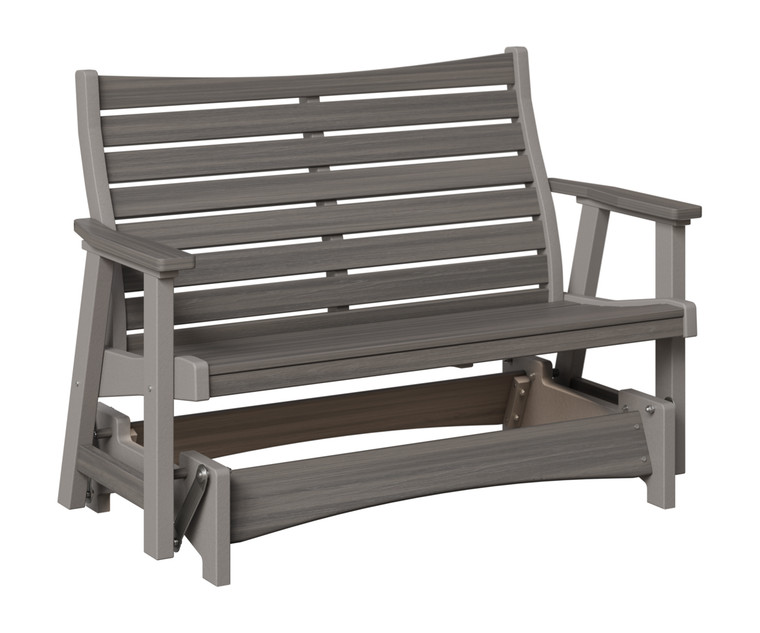 Berlin Gardens Bristol Double Glider shown in the color Natural Coastal Gray on light gray
