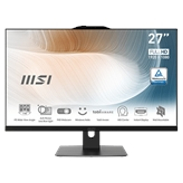 MSI Modern AM272P 12M-254US All-in-One Computer - Intel Core i7 12th Gen i7-1260P - 16 GB RAM DDR4 SDRAM - 512 GB SSD - 27" Full HD 1920 x 1080 - Desktop - Black