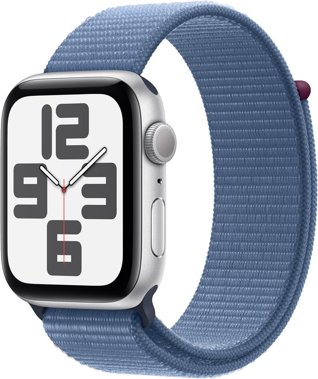 Apple Watch SE (GPS) 44mm Silver Aluminium Case with Winter Blue Sport Loop (145-220mm wrist)