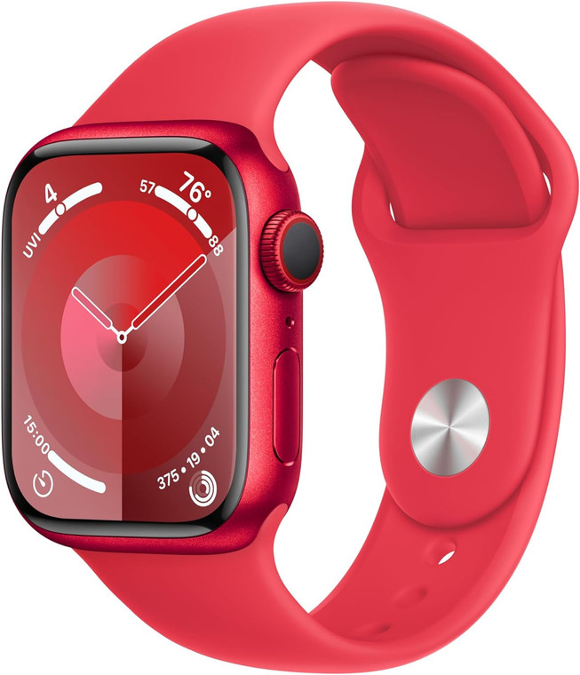 Apple Watch Series 9 (GPS + Cellular) 41mm Red Aluminium Case with Red Sport Band S/M (130-180mm wrist)