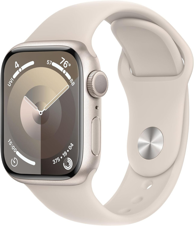 Apple Watch Series 9 (GPS) 41mm Starlight Aluminium Case with Starlight Sport Band M/L (145-200mm wrist)