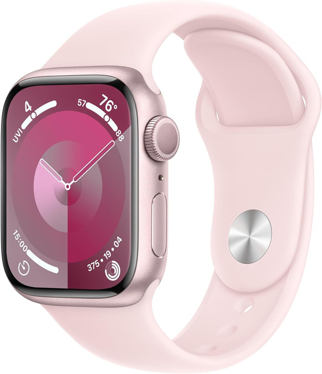 Apple Watch Series 9 (GPS) 41mm Pink Aluminium Case with Pink Sport Band M/L (145-200mm wrist)