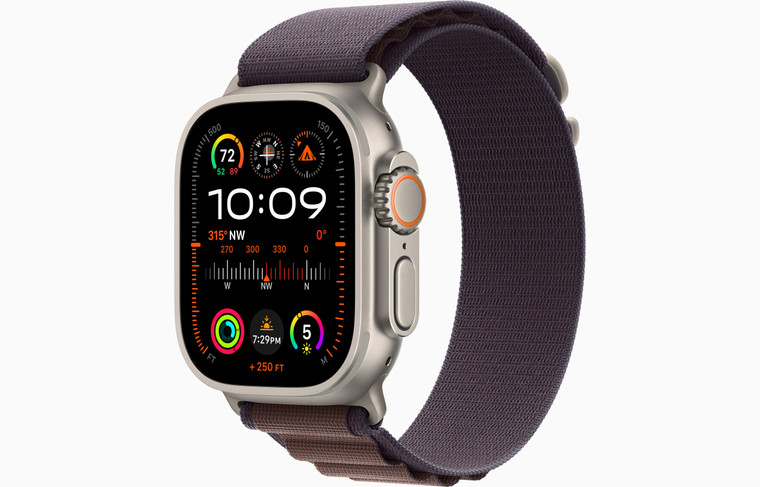 Apple Watch Ultra 2 (GPS + Cellular) 49mm Titanium Case with Indigo Alpine Loop Small (130-160mm wrist)
