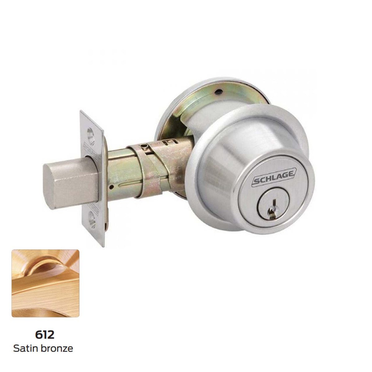 Schlage B562 Grade 2 Double Cylinder Deadbolt, C Keyway, 612, Adjustable Backset 2-3/8" or 2-3/4"