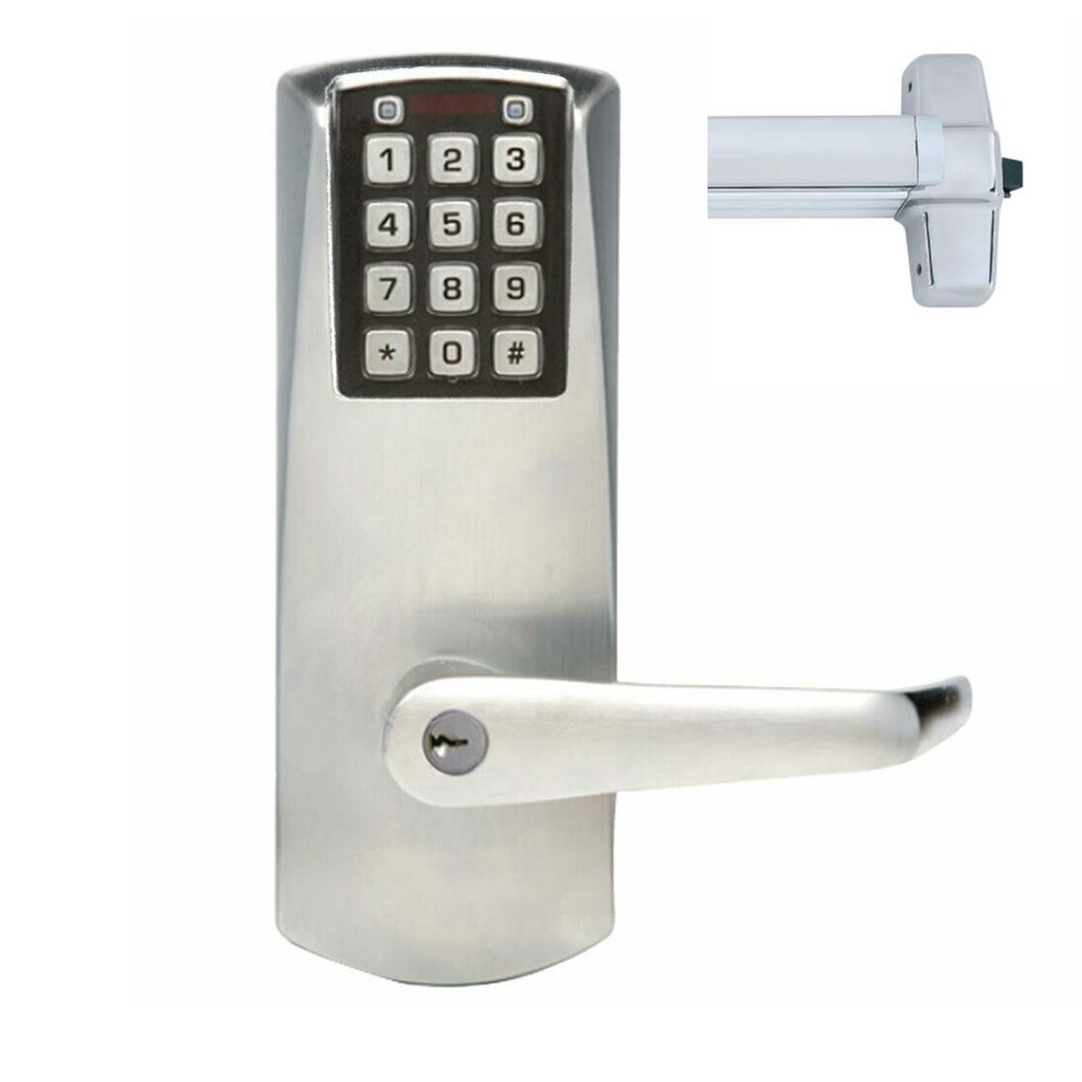 Simplex P201UXS-LL-626-41 PowerPlex Pushbutton PowerStar Self Powering Exit Trim Lever Lock,  Key-In Lever Schlage C Keyway, Satin Chrome