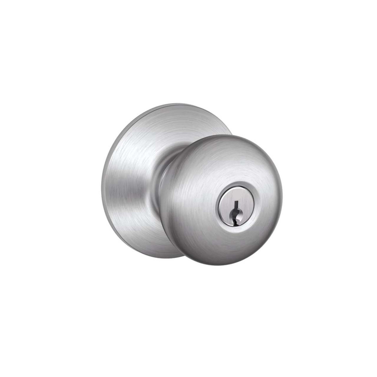 Schlage F80 Grade 3 Storeroom Lock, Plymouth Knob, 626 Satin Chrome, C Keyway