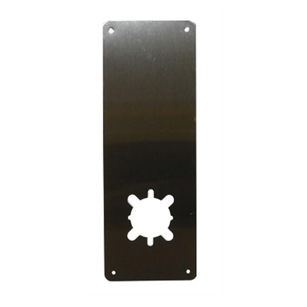 Don-Jo RP-14-2-630, Remodeler Plate 5" x 14", Centered 2-1/8" Hole with Thru Bolt Holes, Satin Stainless Steel