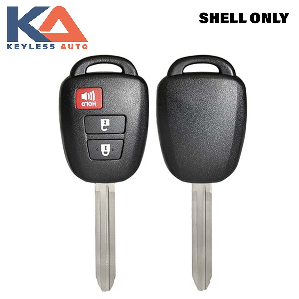 KeylessAuto DSHELL-TOY-148, Durashell 3 Button Remote Key Shell for Toyota TOY43 with Buttons, Crown Head, Keyless Auto