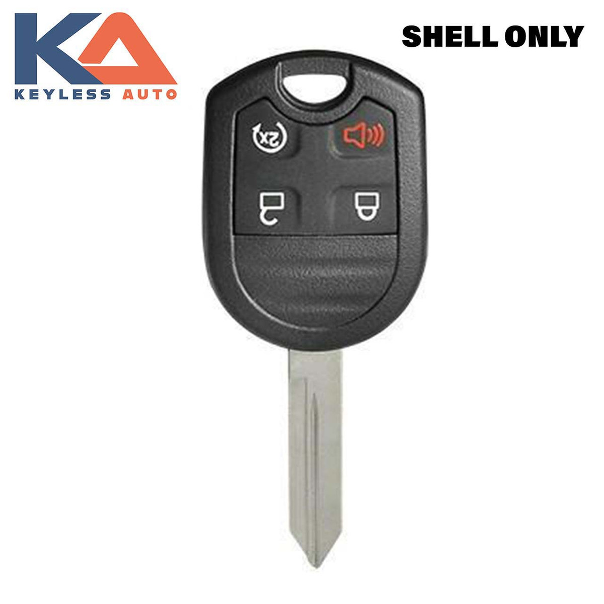 KeylessAuto DSHELL-FOR-059, Durashell 4 Button Remote Key Shell for Ford H72 with Buttons, Keyless Auto