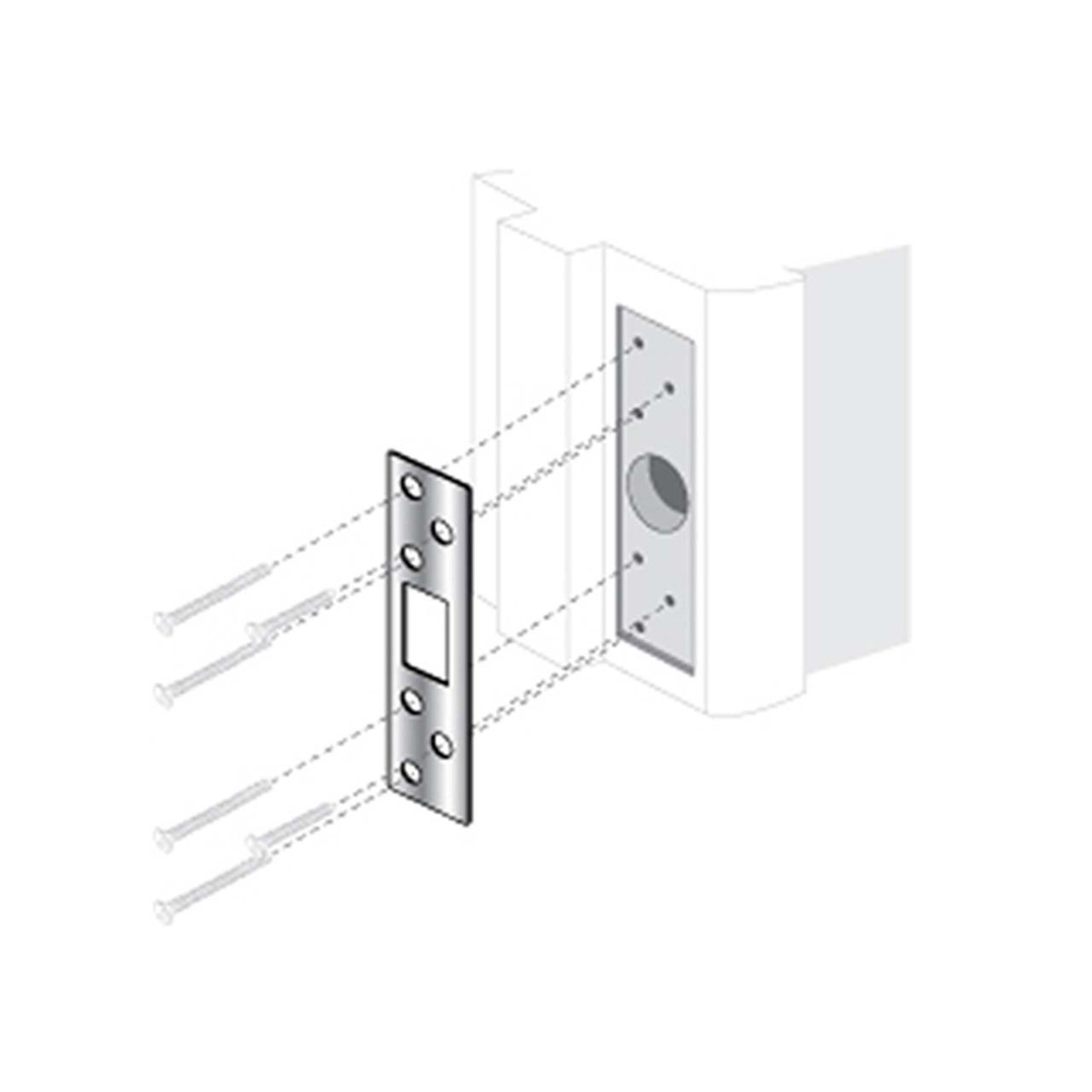 ENT-ESP-141-B, STRIKE PLATE - SECURITY 7-3/4" W/6 SCREWS