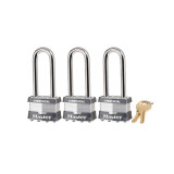 Master Lock 1TRI LJ COM, 1 3/4 Pad 2 1/4 SHKL, TRI-PACK