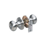 Master Lock BC0115 KA4, Grade 3 Biscuit Style Entry Door Knob, 15 Satin Nickel, KW1 Keyway, Adjustable Backset 2-3/8" or 2-3/4"