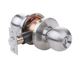 PLS K253-ORB-US32D Grade 2 Entry Knob Lock, C Keyway, T Strike, 2-3/8" Backset, Stainless Steel