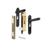 PRI-K-5057, SECURITY / STORM DOOR BLACK LEVER LOCK SET