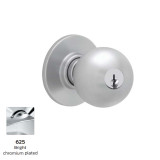 Schlage A53 PD Grade 2 Entrance Cylindrical Lock, C Keyway, Orbit Knob, 625, 2-3/8" Backset