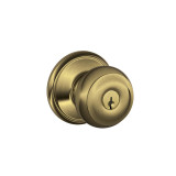 Schlage F51A Grade 3 Entry Lock, Georgian Knob, 609 Antique Brass, C Keyway