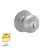 Schlage A53 PD Grade 2 Entrance Cylindrical Lock, C Keyway, Plymouth Knob, 605, 2-3/4" Backset