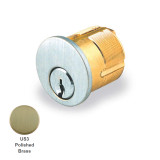 GMS M114-SCE-03, 1-1/4" Mortise Cylinder, Schlage E Keyway, STD Cam, 03 Polished Brass