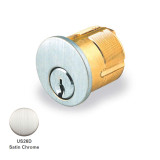 GMS M114-SCF-26D, 1-1/4" Mortise Cylinder,Schlage F Keyway, STD Cam, 26D Satin Chrome