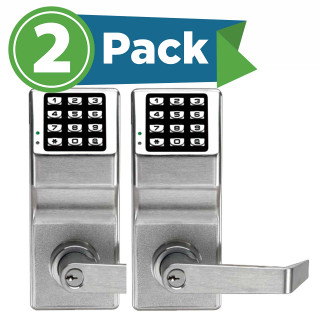 Alarm Lock DL2700WP-26D-2PK, Trilogy T2 Weather Proof Cylindrical Electronic Digital Keypad Lock, Satin Chrome - 2 Pack