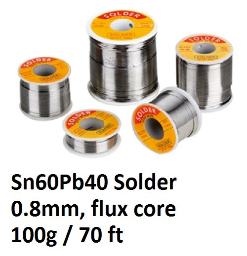 Solder 100g / 3.5oz  Spool, 0.8mm dia, with flux core, 60/40 Sn60Pb40