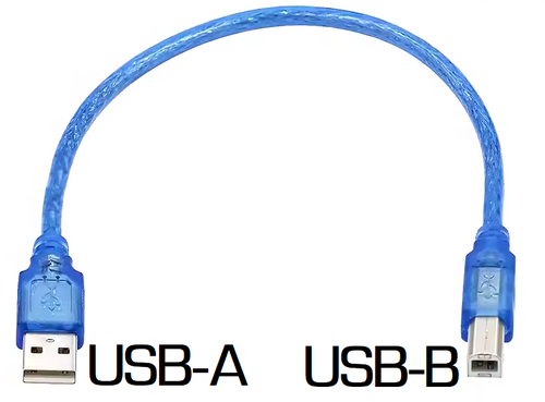 USB Cable A to B (for USB Printers, USBTinyUSB etc.) Short (approx 1 ft overall)