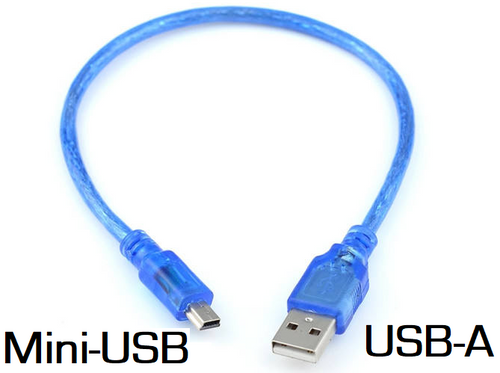 USB Cable A to Mini USB (Mini-B), Short (approx 1 ft overall)